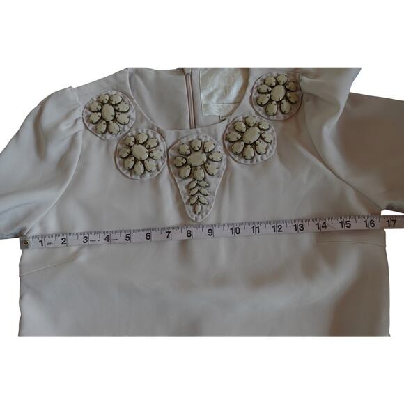 Vintage Top Womens Small Cream Pink Coquette Ivory Beaded Romantic Soft Girl - Picture 8 of 9